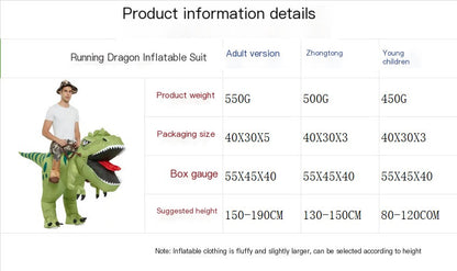 Kids Inflatable T-Rex Costume fun ride toy for kids